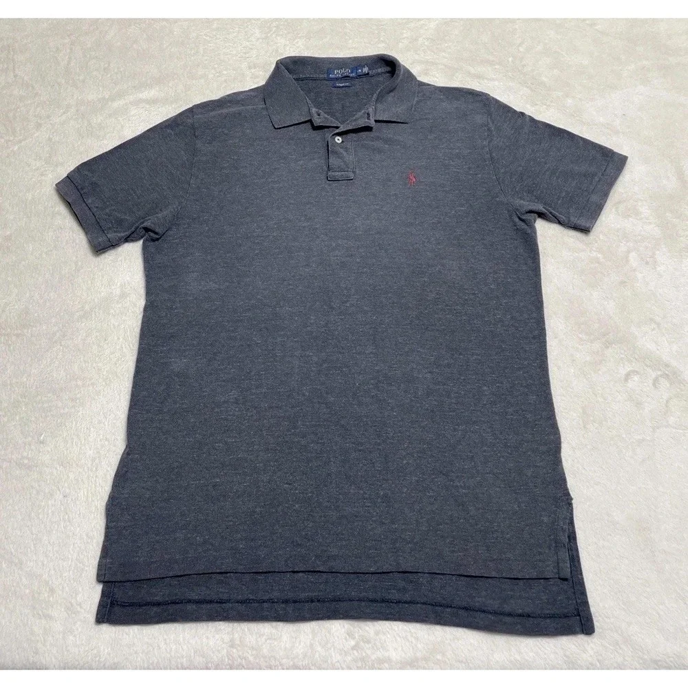 Polo Ralph Lauren Shirt Men's Large Gray Short Sleeve Red Logo Pony